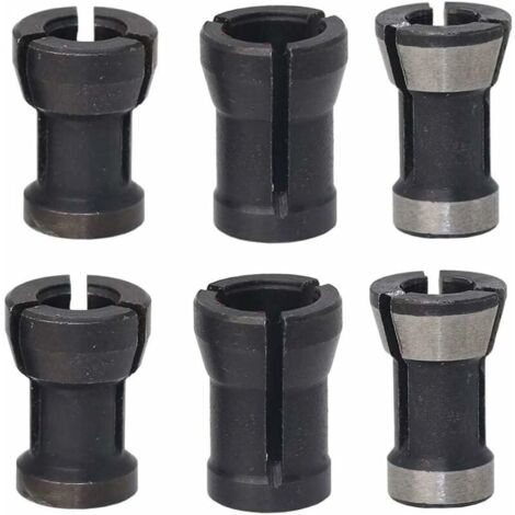 6 Pièces Tête de Mandrin HSS Pince de Serrage Defonceuse Tête Adaptateur Convertisseur pour Perceuses Machine de Gravure pour Rogneuse Menuiserie électrique Pince de Routeur Titulaire(6/6.35/8mm)