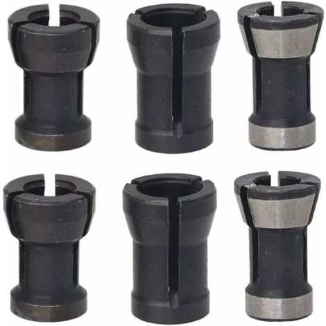 6 Pièces Tête de Mandrin HSS Pince de Serrage Defonceuse Tête Adaptateur Convertisseur pour Perceuses Machine de Gravure pour Rogneuse Menuiserie électrique Pince de Routeur Titulaire(6/6.35/8mm)