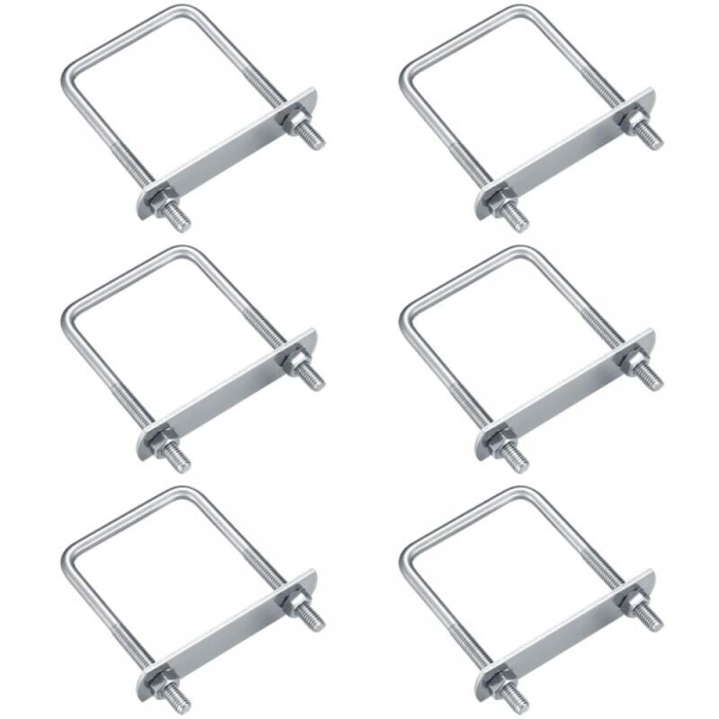 Cyslmuk - 6 Pieces u Bolts, M6 U-Bolts, Stainless Steel u Bolts with Nut Plates Washer, Clamping Bolts Fastener for Pipe Fixing (Right Angle 70x35mm)