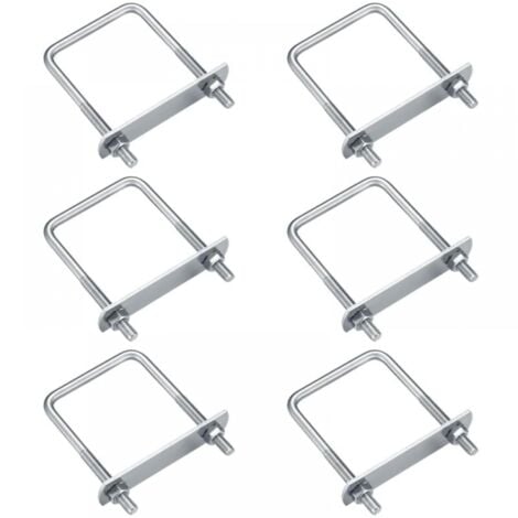 6 Pieces U Bolts, M6 U-Bolts, Stainless Steel U Bolts with Nut Plates Washer, Clamping Bolts Fastener for Pipe Fixing (Right Angle 80x50mm)