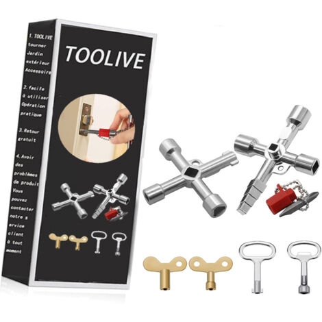 6 Pieces Universal Multifunction 4 Way Key Triangle Key Cross Key Square Square Faucet Wrench for Water Meters Electricity Radiators Gas Meters