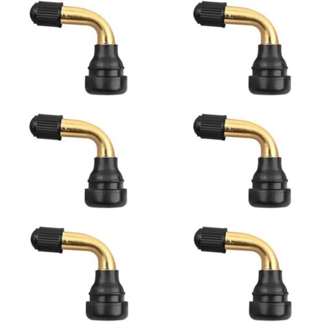 6 Pièces Valve De Pneu PVR70, Valve Pneu Tubeless, Valves De Roue à Angle 90 Degrés, Valves Tige Bent 90 Degrée Angulaire pour Motos Voitures Vélos Scooter Accessoires(1.7×1.4cm)