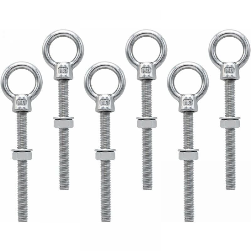 6 pièces,Boulon à œil M8 x 80 mm Vis à anneau M8 avec filetage métrique Acier inoxydable, pour fixation et suspension