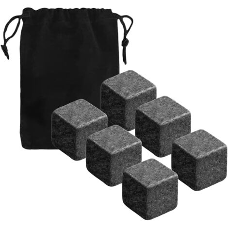 6 Pierres à Whisky en marbre, Kit Whisky Pierres a Whisky avec Sac de Rangement spécial, Glaçons naturels réutilisables