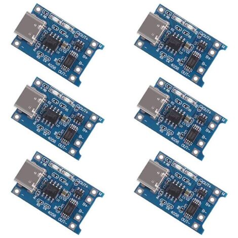6 Piezas Cargador Tipo-C USB-C 5V 1A para Baterías 18650 con Doble Protección
