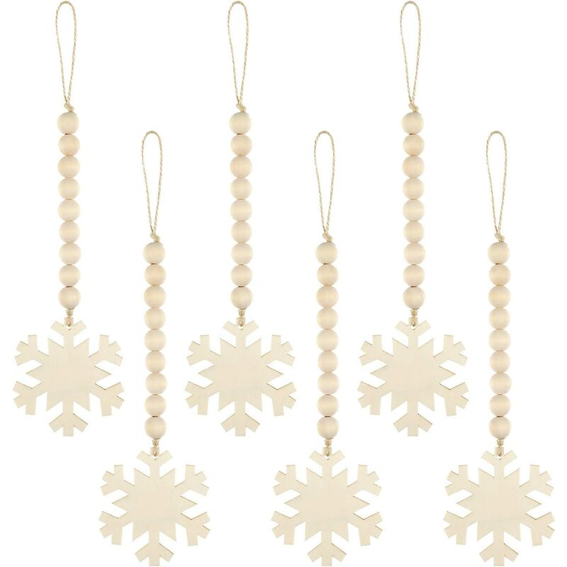 

Sun Floweres - 6 piezas de cuentas de madera para colgar en el árbol de Navidad, guirnaldas de cuentas de madera de Navidad, guirnaldas de cuentas de