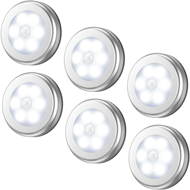 

Luces con sensor de movimiento mejoradas de 6 piezas, luz nocturna LED inalámbrica que funciona con baterías, luces de armario que se pueden enchufar