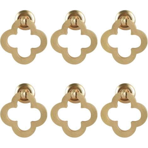 [6 piezas de perillas de gabinete de flores doradas, anillo de gabinete de latón cepillado de aleación de zinc, perillas de tocador, herrajes para muebles para gabinetes de cocina, cajones, puertas de
