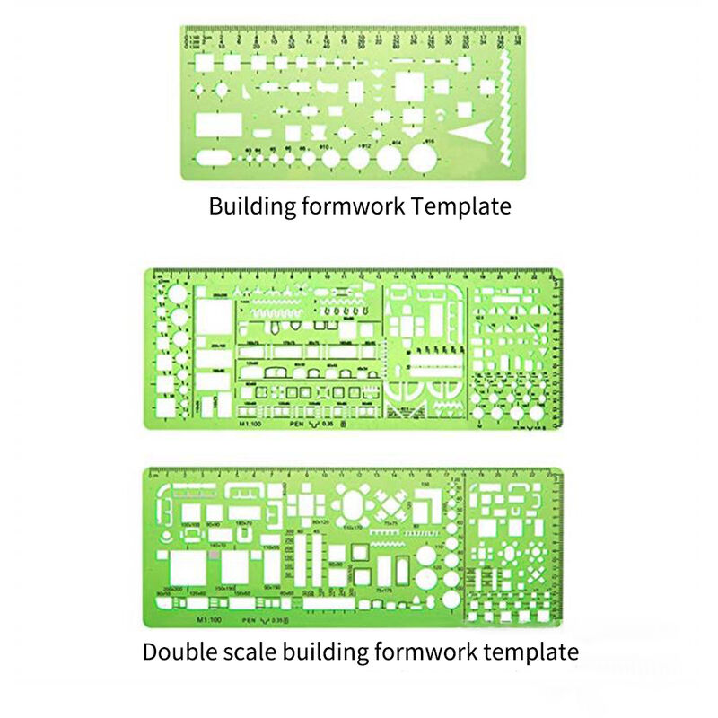 

6 piezas de plantillas de dibujo, encofrado de construccion, diseno geometrico, muebles de oficina, dibujo, plantilla de medicion, regla para