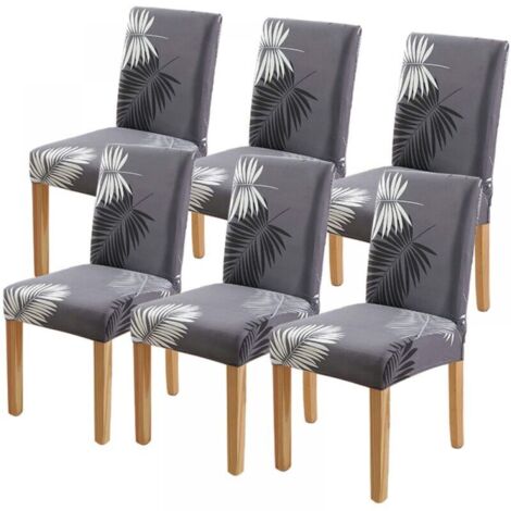 6 piezas fundas de silla elásticas fundas de silla de comedor fundas de silla grises