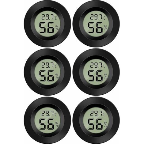 (6 piezas) Mini termómetro higrómetro digital LCD, temperatura y humedad, -50-70 ℃, 10 %-99 % de humedad relativa, termómetro portátil, higrómetro, indicador