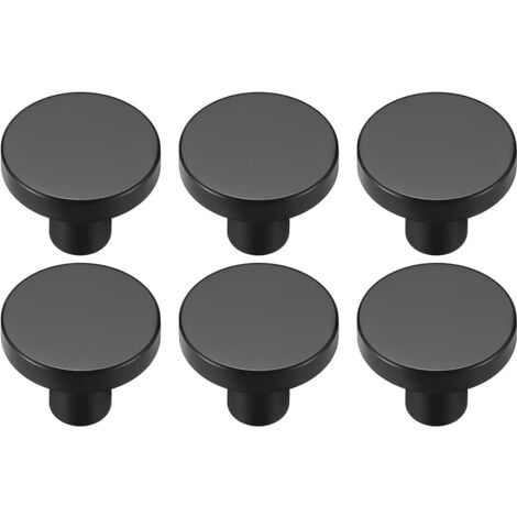 6 Piezas Pomos de Cajón, Tirador de Puerta de Latón Macizo Redondo, Tiradores para Cajones Vintage para Pecho, Armario, Gabinete, 25x30mm - Negro