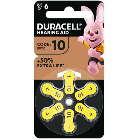 6 Pile Acustiche 10 Gialle Z/Aria 1,4V ( DURACELL cod. DU78R1 )