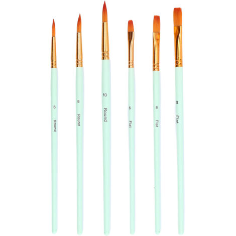 6 Pinceaux de Peinture 6 Tailles, Manche Vert Clair, Matériel Artistique Pratique et Durable pour Artistes