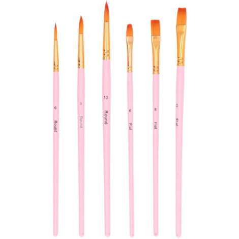 6 Pinceaux de Peinture à l'Huile et Aquarelle - Set de 6 Tailles Différentes en Poils Nylon Multimodal - Idéal pour la Gouache et Cadeau Artistique