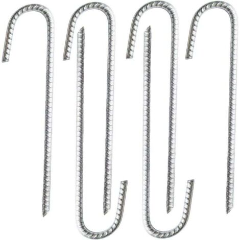 6 piquets d’ancrage en acier galvanisé robuste pour barres d’armature en J - Pour chapiteaux, tonnelles, châteaux, tentes, trampolines, rebondissements, camping, filets de football，
