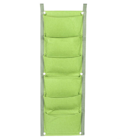6 Pockets Vertical Plant Grow Bags Container Wall Hanging Planter for Outdoor GardenGreen