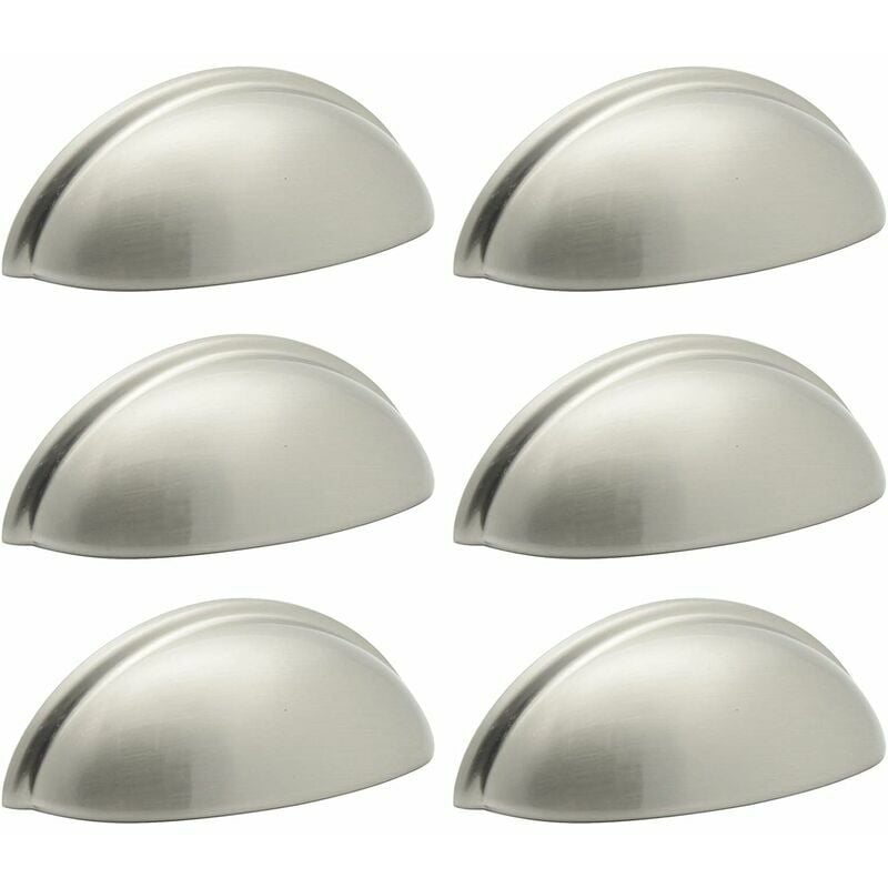 6 poignées de la porte de l'armoire d'emballage Tiroirs de coquille moderne, 76mm (3 pouces) de centres de trou, nickel brossé