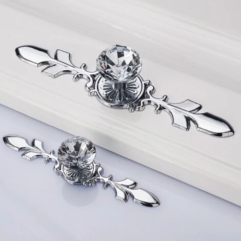 6 poignées en verre cristal diamant, 170 mm de long, poignées de porte, poignées de tiroir,