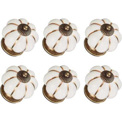 6 pomelli per mobili in ceramica vintage zucca bianca con viti per decorazioni per la casa in lega di zinco