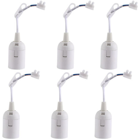 6 portalámparas de techo E27 de rosca para obras, soporte para luminarias de techo con base E27, portalámparas empotrado, para bombillas incandescentes y halógenas (blanco)