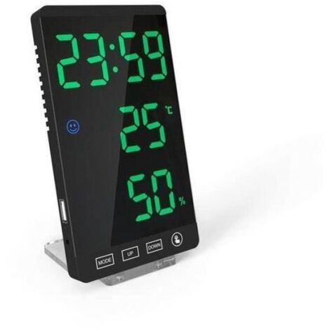 6 pouces miroir LED réveil bouton tactile horloge numérique LED temps température humidité affichage USB sort