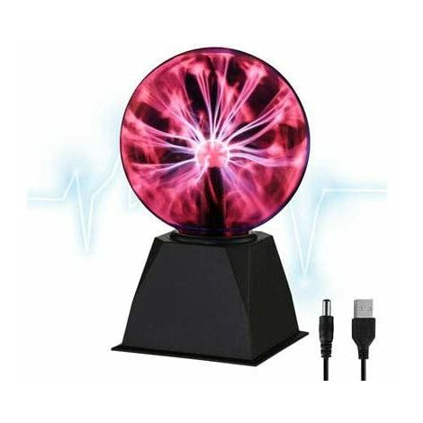 6 Pouces Plasma Ball USB Lampe, Boule Plasma Tactile et Son Activé avec Éclairage Magique, pour Fête Anniversaire Chambre Décoration