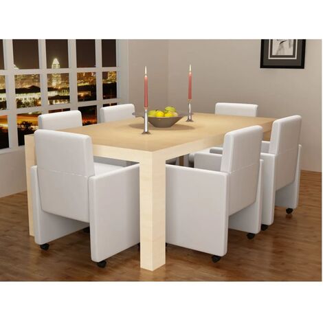 VidaXL Sedie Sala da Pranzo 6 pz in Rattan Kubu e Legno di Mango