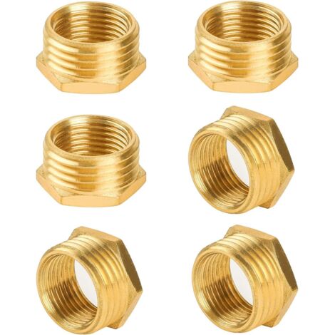 6 Réducteur, Laiton, G1/2 Mâle G3/8 Femelle, PTFE, Chauffage Eau Gaz