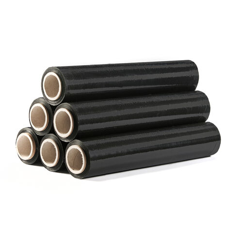 6 Rollen Stretchfolie 150mx500mmx23µm Umzugsfolie Verpackungsfolie Folie schwarz