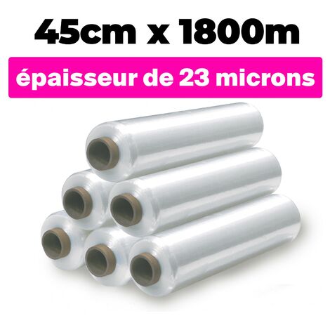 6 ROLLEN TRANSPARENTER STRECKENDER FILM 45cm1800m und 23 Mikron Dicke µ.