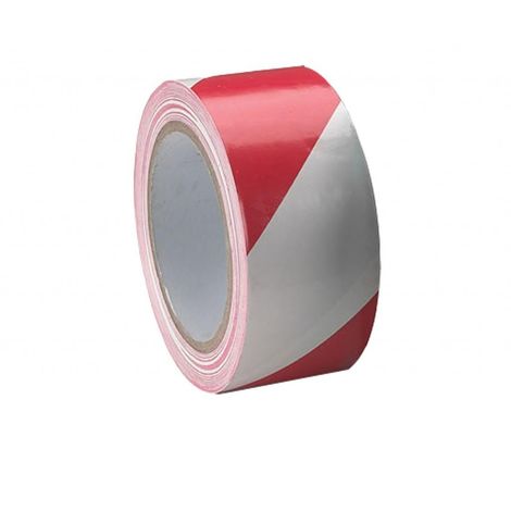 1 roll x 48mm 2/" White /& Red Self Adhesive Hazard Warning Safety Tape 33 m