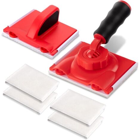 (6, rouge)Lot de 2 Tampon Peinture Outil de Coupe Bordure de Peinture, Coupe-Peinture Manuel & Tampon à Peinture à Poignée Universelle Paint Pad, avec 6 Tampons de Rechange
