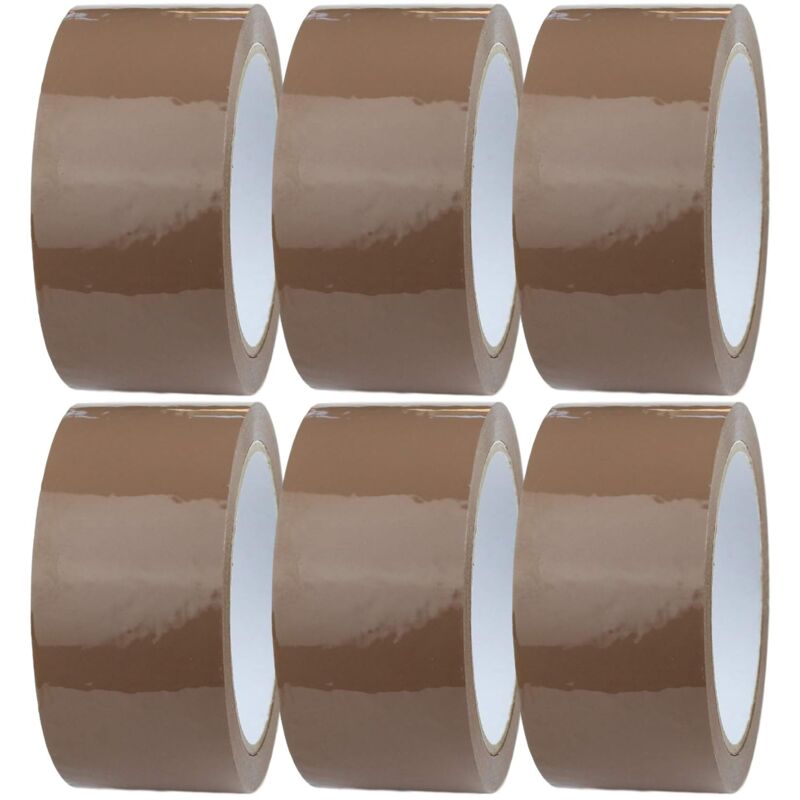 Beijiyi - 6 rouleaux de ruban adhésif marron de 4,8 cm de large x 1,5 x 100 mètres Ruban d'emballage pour cartons, expédition, manutention Ruban
