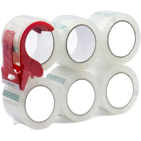 6 rouleaux de ruban adhésif transparent, ruban adhésif d'emballage épais en rouleau plat, ruban adhésif pour sceller les colis