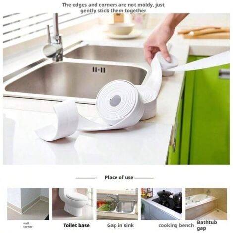 6 Rouleaux ruban adhésif épais imperméable et anti-moisissures 22mm large 3.35m long Forte adhérence pour joint étanche salle de bain cuisine angles murs protection humidité