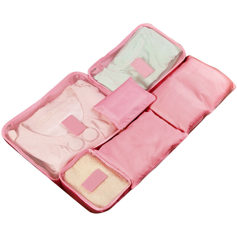 6 Sacs de Rangement de Voyage Imperméables - Set d'Organisateur Valise avec Compartiments, Rose