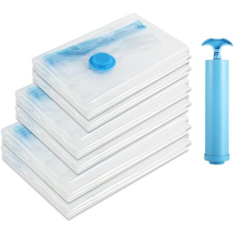 6 Sacs Sous Vide, Compression 80%, Matériau PA+PE, Pompe Manuelle, Rangement Vêtements Literie Voyage