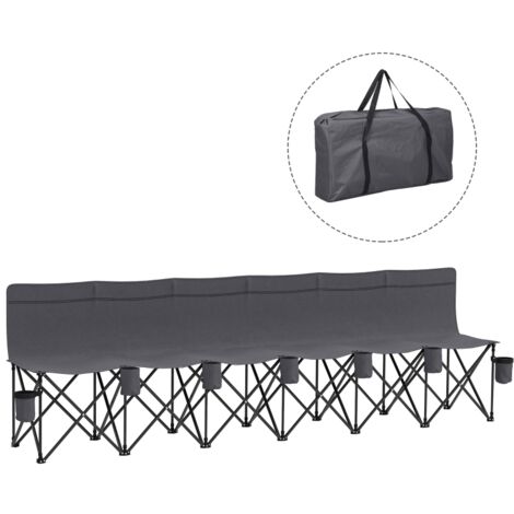 6 Seater Folding Camping Chair with Cup Holder & Carry Bag - Charcoal Grey