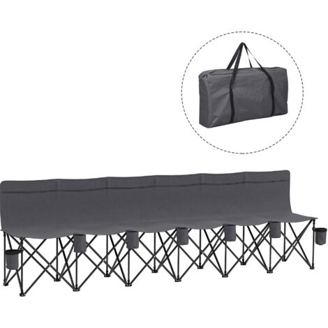 6 Seater Folding Camping Chair with Cup Holder & Carry Bag - Charcoal Grey