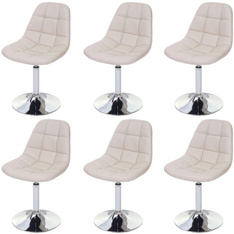 6 sedie da pranzo sintetiche color crema, base girevole cromata CDS04621