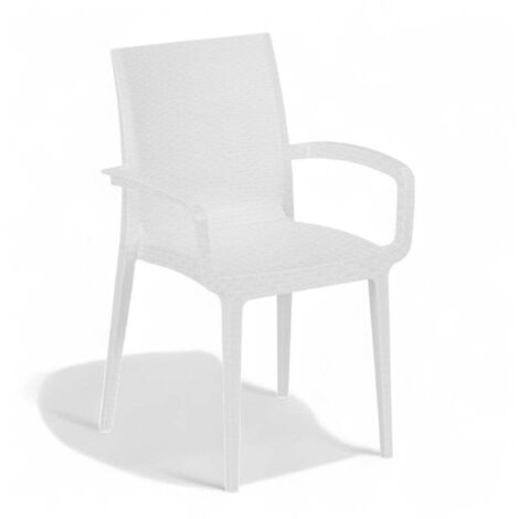 6 sedie impilabili con braccioli in resina effetto rattan bianco Duke