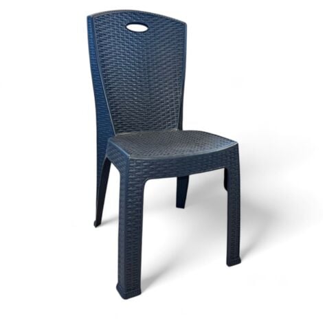 6 Sedie impilabili da interno ed esterno giardino in resina effetto rattan antracite senza braccioli Roma