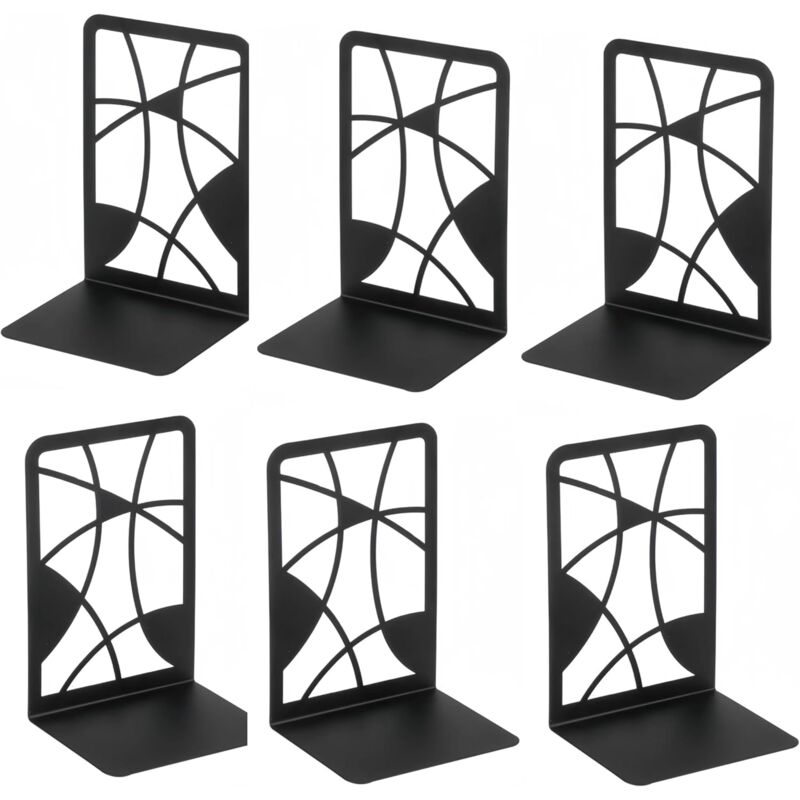 6 Serre-Livre en Métal pour Livres,Serre Livre,Ecole et Maison, Séparateurs de Livres, cd, Porte-Dossier pour Bureaux(Noir)