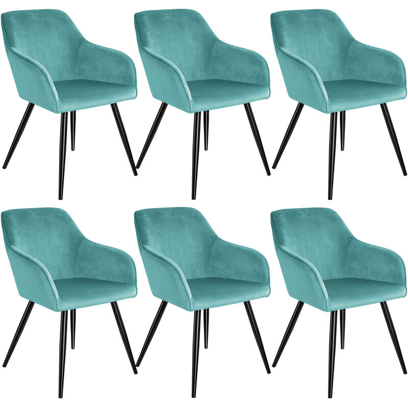

6 Sillas aterciopelada Marilyn - turquesa/negro