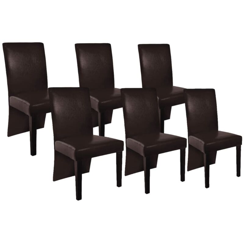 

vidaXL Sillas de Comedor Cuero Sintético 6 Unidades Marrón Oscuro - Marrón