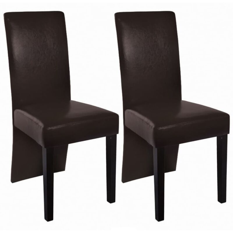 

vidaXL Sillas de Comedor Cuero Sintético 2 Unidades Marrón Oscuro - Marrón