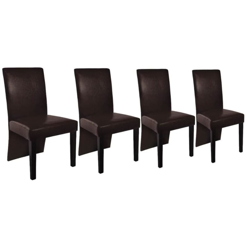 

vidaXL Sillas de Comedor Cuero Sintético 4 Unidades Marrón Oscuro - Marrón