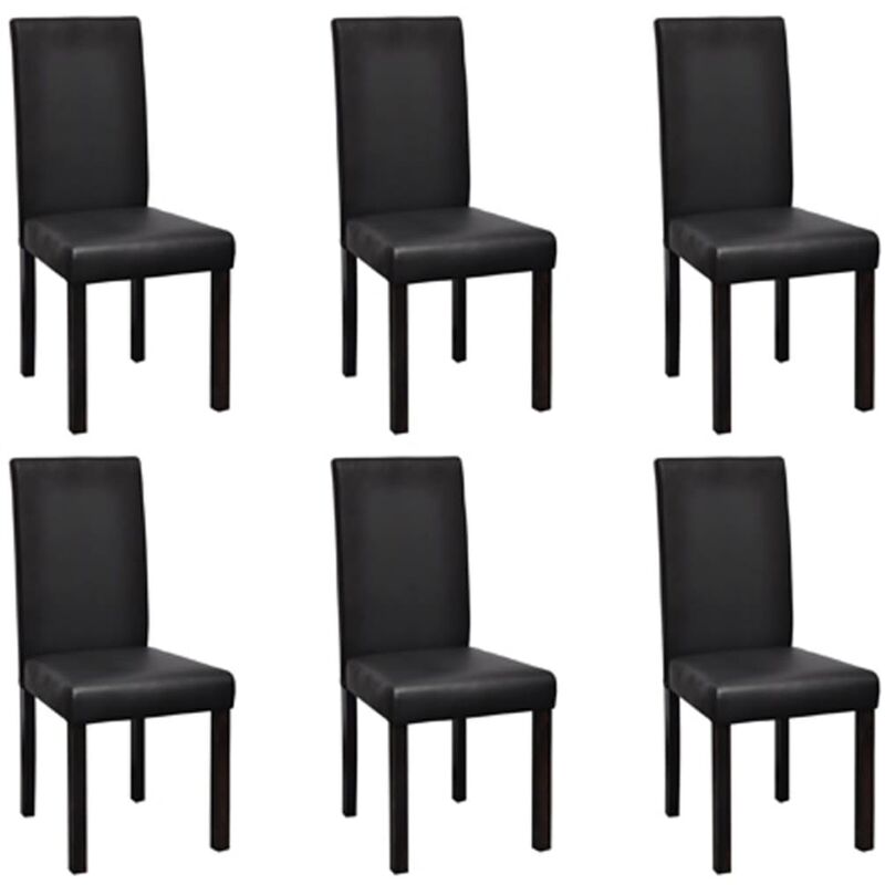 

vidaXL Sillas de Comedor Cuero Sintético 6 Unidades Negro - Negro