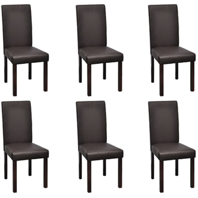 

Sillas de Comedor Cuero Sintético 6 Unidades Marrón - Marrón - Vidaxl